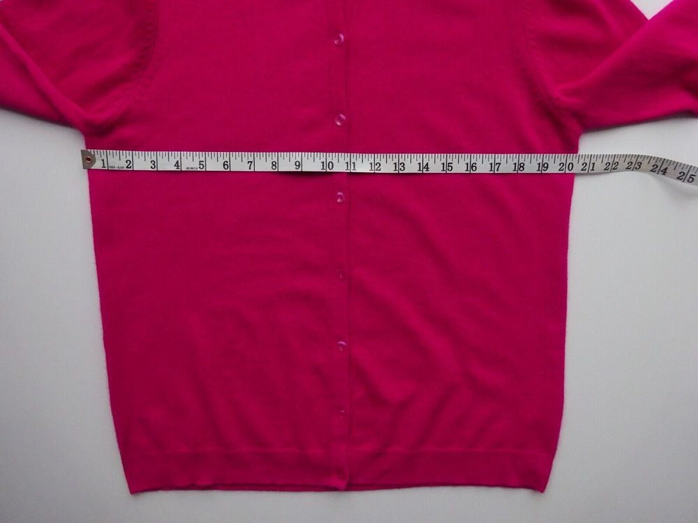 Cashmere cardigan L Lochmere EWM bright magenta pink crew neck long sleeved knit - Picture 13 of 16